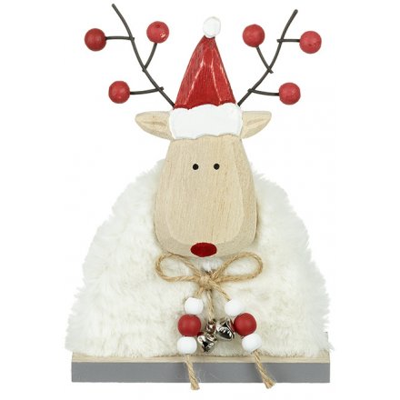 Standing Wooden Reindeer Decoration 17cm