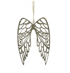 Bring a hint of glamour to your tree decor at Christmas time with these glittery hanging angel wings 