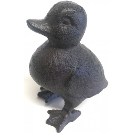   A sweet little cast iron duck in a natural tone 