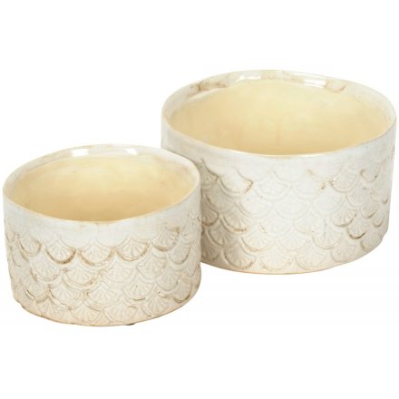 Set of 2 Ceramic Cream Planters 