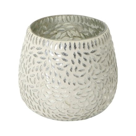 Distressed White Candle Holder 