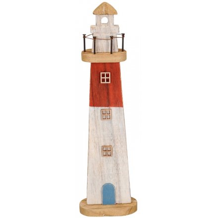 Distressed Wooden Light House, Large 