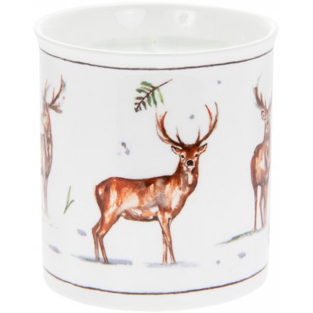 Illustrated Winter Stags Scented Candle