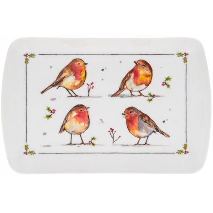 Winter Robins Small Serving Tray