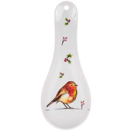 Illustrated Winter Robins Spoon Rest