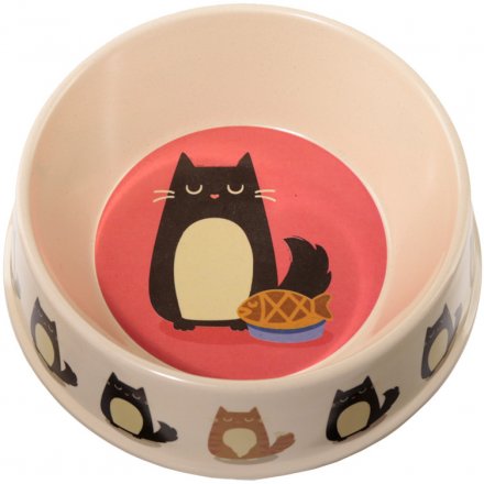 Feline Fine Cat Bamboo Bowl