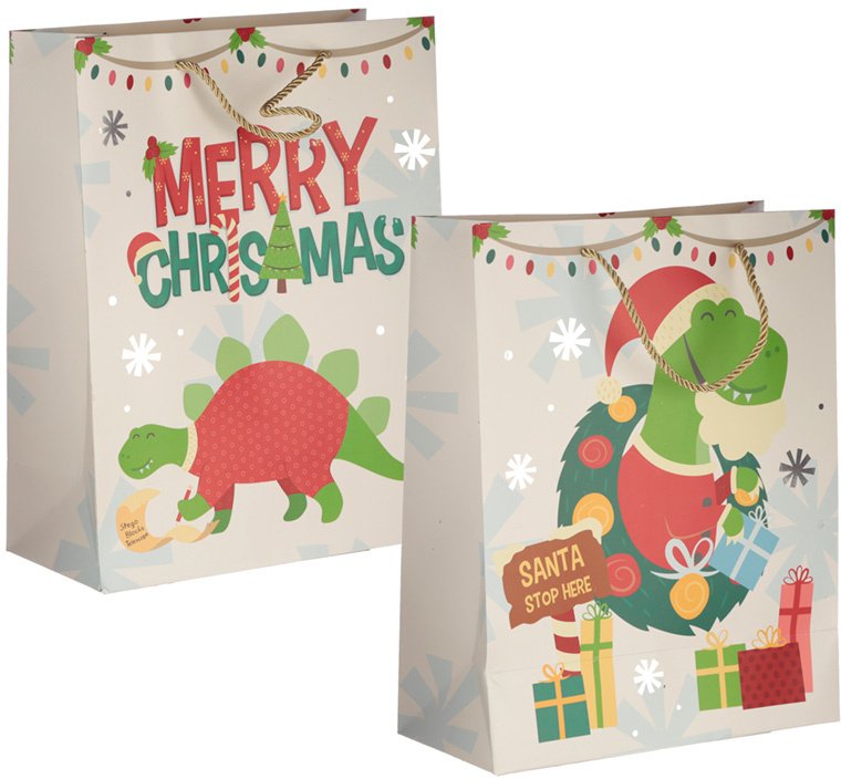 Large Festive Dinosaur Gift Bags | 44642 | Christmas / Gift Bags, Wrap ...