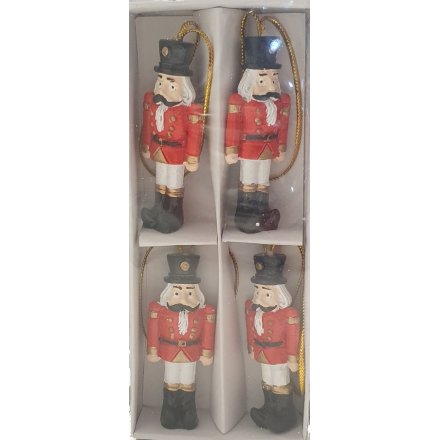Bring a Traditional Touch to any tree display at Christmas with this festive set of hanging soldier decorations 
