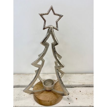 Silver Tree Candle Holder, 31cm