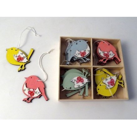 Add a splash of colour to any home interior during Easter with this sweet assorted set of hanging wooden bird decoration