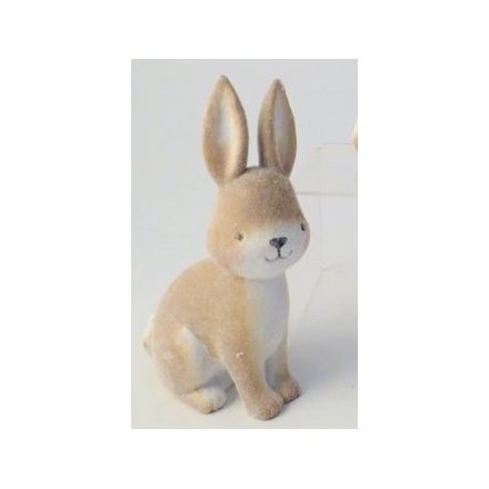 An adorable little sitting Rabbit decoration, coated with a soft fuzzy finish 