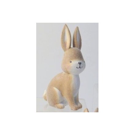   An adorable little sitting Rabbit decoration, coated with a soft fuzzy finish 