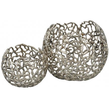 Set of 2 Silver Luxe Bowls 