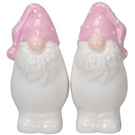 Pink Hatted Ceramic Gonks, 2ass