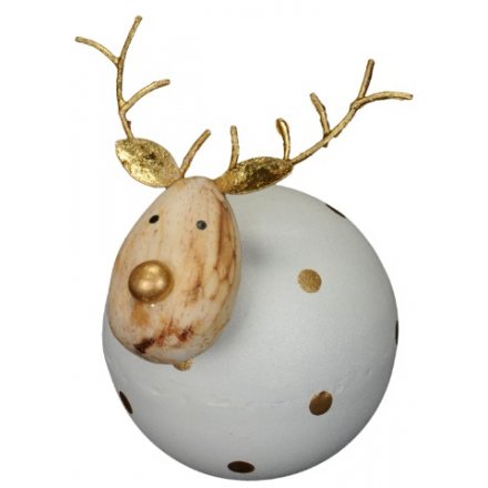 Round Wooden Reindeer, Gold