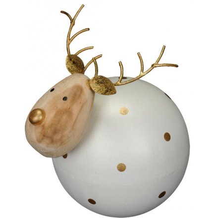 Round Wooden Reindeer - Gold
