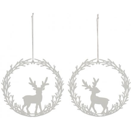 White Reindeer Cut Hangers 
