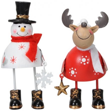 Standing Metal Snowman/Reindeer 