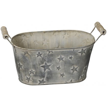 Embossed Star Rustic Oval Planter