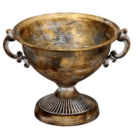Overly Distressed Golden Urn, 20cm 