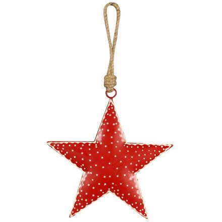 Hanging Red Nordic Star, 15cm 