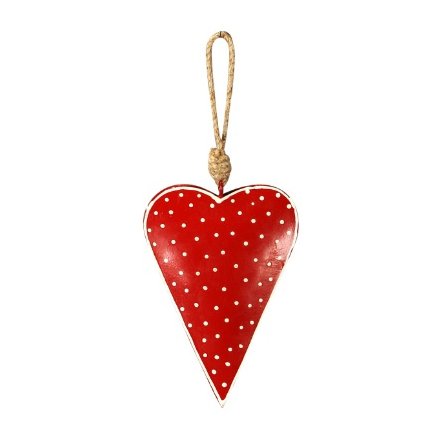 Red Nordic Hanging Heart, 8cm 