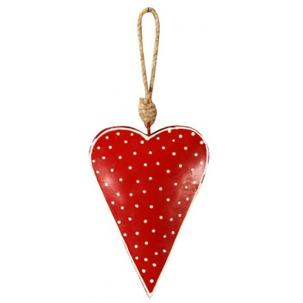 Hanging Red Nordic Heart, 13cm 