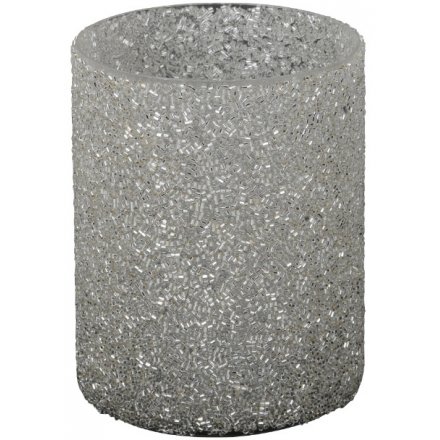 Large Silver Glitter Candle Pot