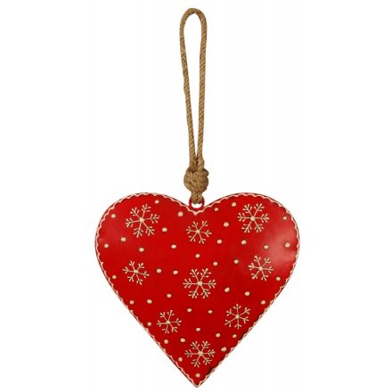 Hanging Red Snowflake Heart 