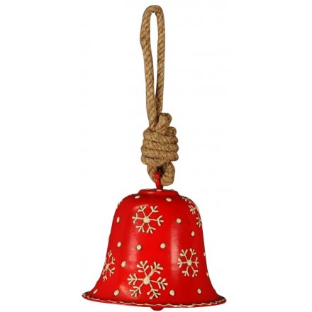 Hanging Red Snowflake Bell 