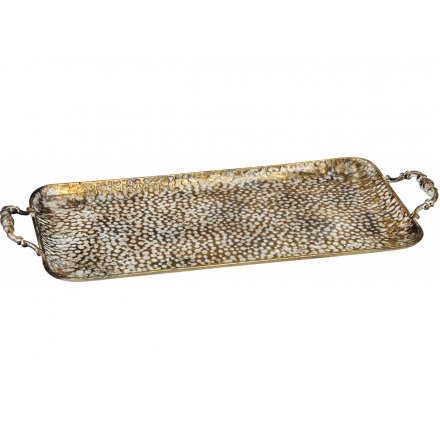 Large Hammered Serving Tray - Gold 