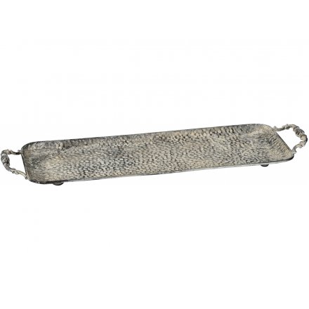 Hammered Rectangular Tray - Silver 