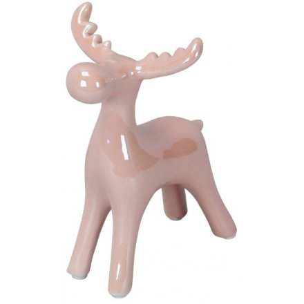 Large Pink Pearlescent Reindeer 13.5cm