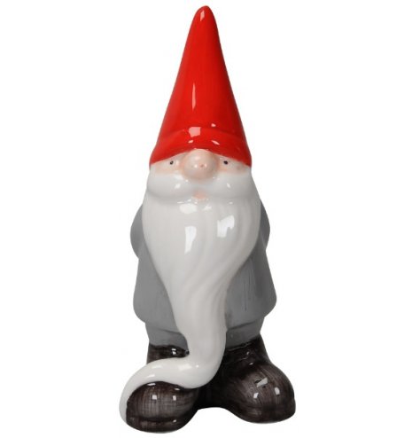 A whimsical woodland inspired gonk decoration with a long trailing beard and red pointed hat.
