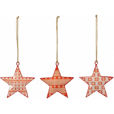Assorted Red Hanging Metal Stars
