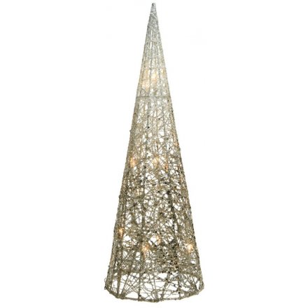 Gold to White Ombre LED Cone 40cm