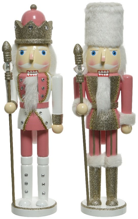 Pink and Glitter Firwood Nutcracker Figures, 38cm 45207 Christmas