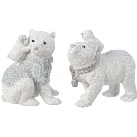 Frosted Polar Bear Figures