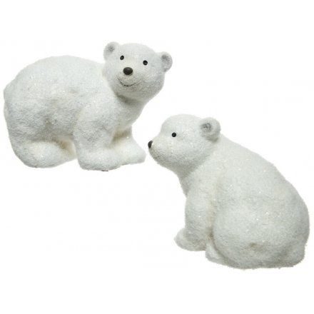 Two Assorted Terracotta Polar Bears, 20cm