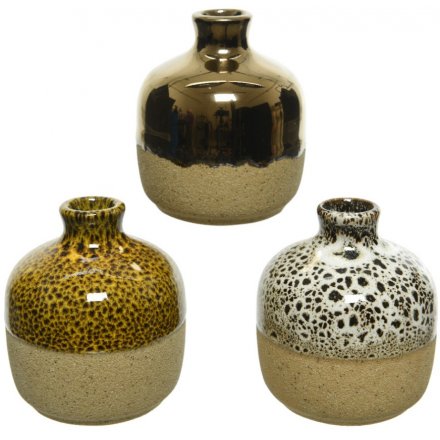 Rough Based Stoneware Vases, 3ass