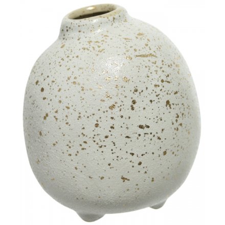 Gold Splash Stoneware Vase, 11cm 