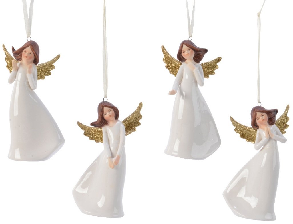 Golden Winged Porcelain Angel Hangers | 45250 | Christmas / Hanging ...