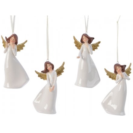 Porcelain Angel Hangers, 4ass