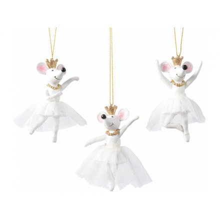 Assorted Ballerina Mice Hangers, 9cm