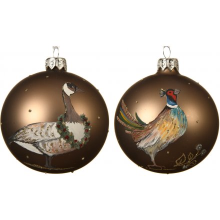 Bronzed Goose and Pheasant Baubles 