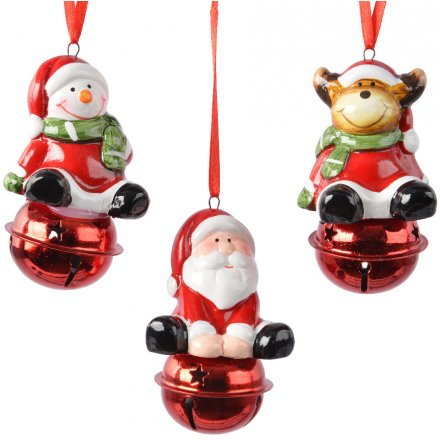 Reindeer, Santa, Snowman on Bells, 3a