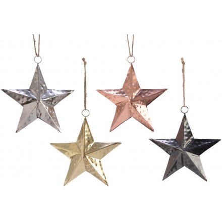Distressed Hanging Iron Stars, 10cm