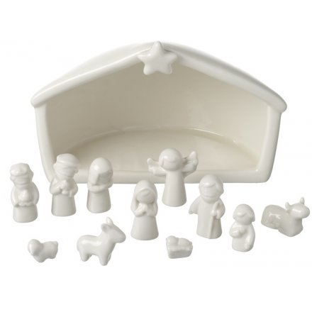 White Ceramic Nativity Set