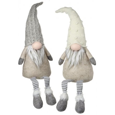 Grey/Beige Knitted Hat Long Leg Gonks, 53cm