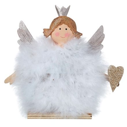 Standing Wooden Angel With Feather Body, 2asst 